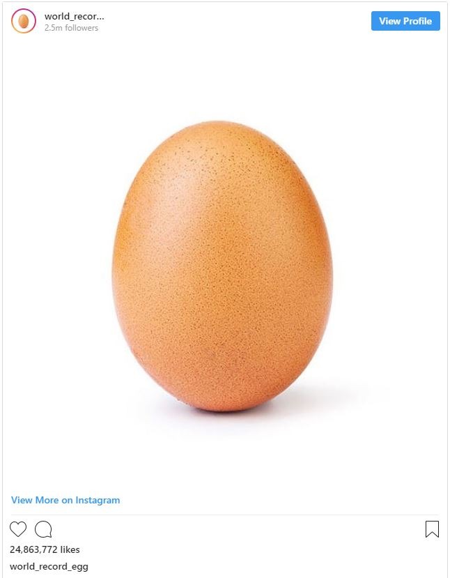 A humble egg is now the most liked photo on Instagram