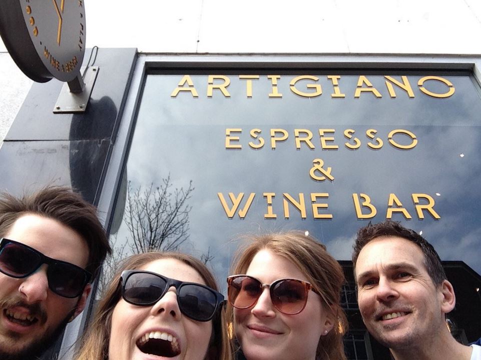 Team Sherlock outside Artigiano 