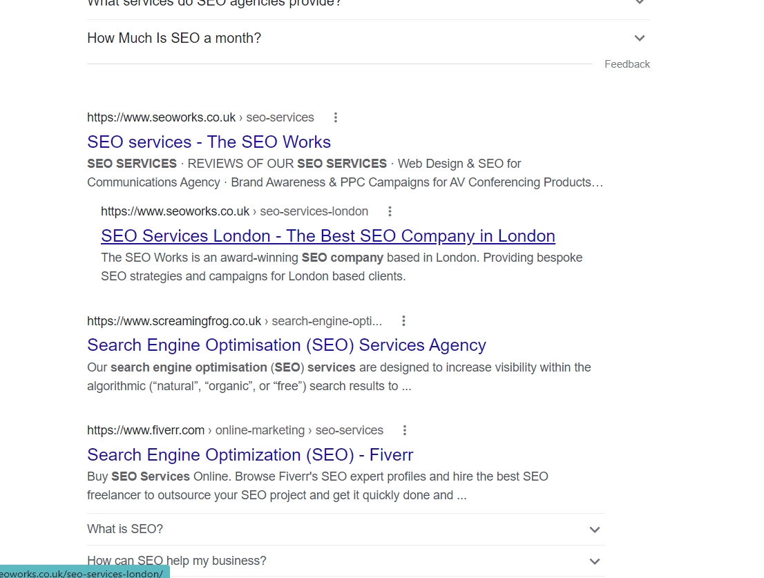 example of search intent for seo services