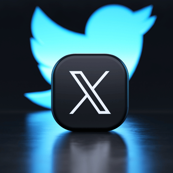 twitter blue logo begind the new x logo