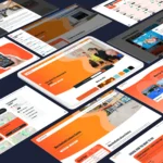 Multiple Screenshots taken from the Everybody Health & Leisure website, laid out in an isometric pattern