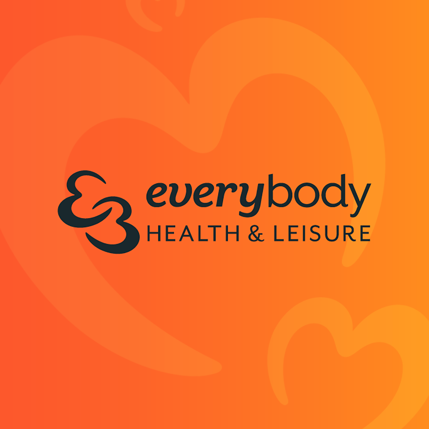 The Everybody Health & Leisure logo on a branded orange gradient background